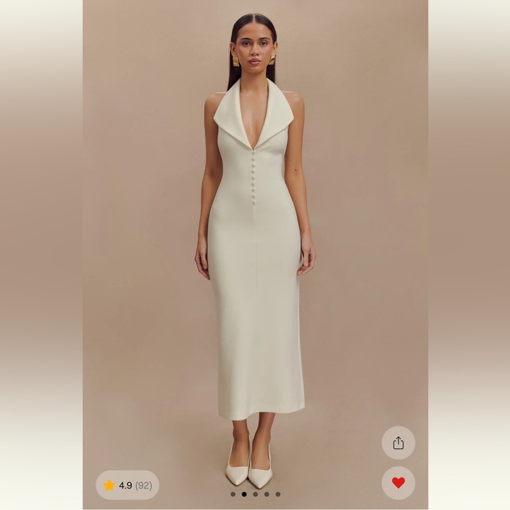 MESHKI Annita Crepe Halter Midi Dress Cream - WITH TAGS